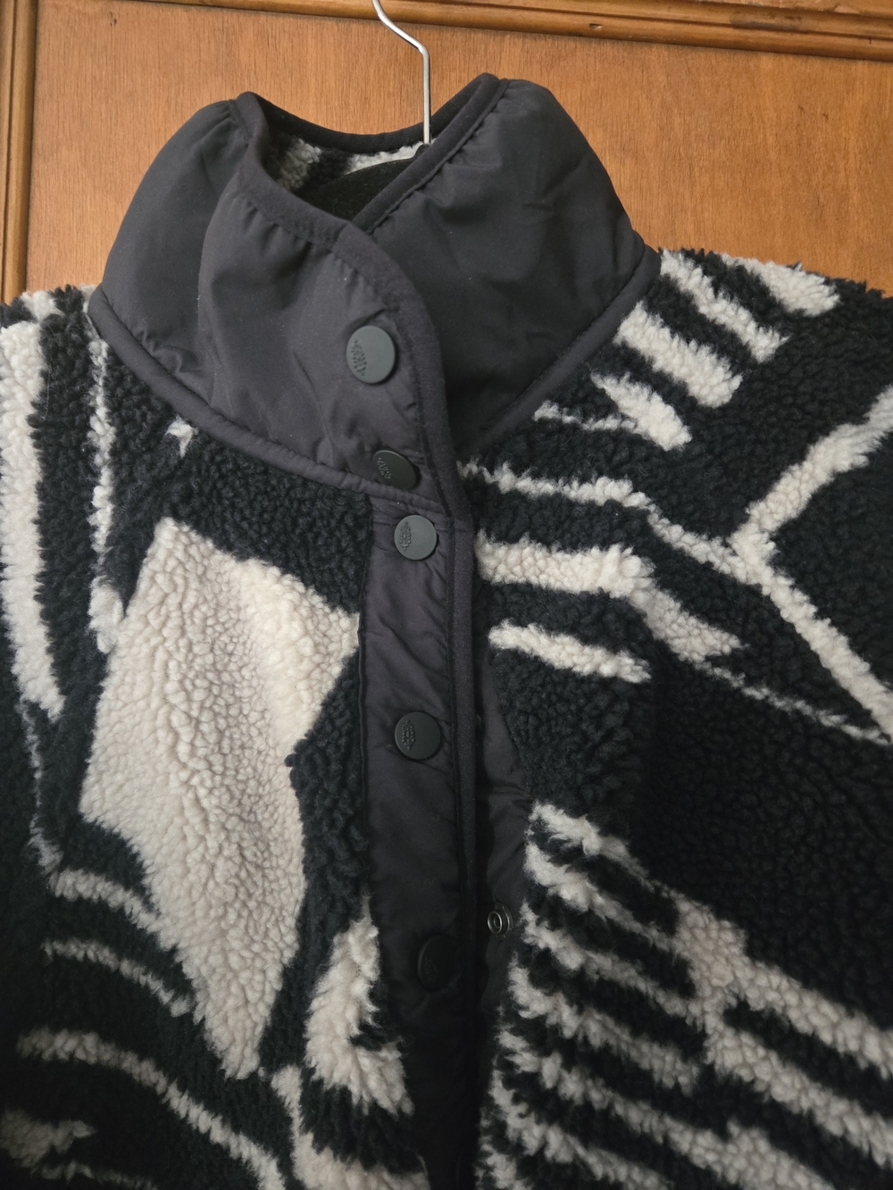 Free People Hit The Slopes Fleece Jacket Black & White Size XS - Picture 6 of 6